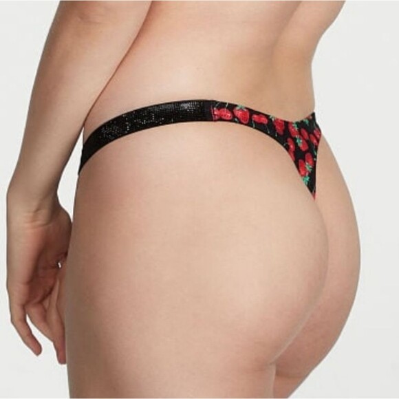 VICTORIA'S SECRET SWIM Shine Strap Thong Bikini Bottom Mixed Berry ๐ - Picture 3 of 3